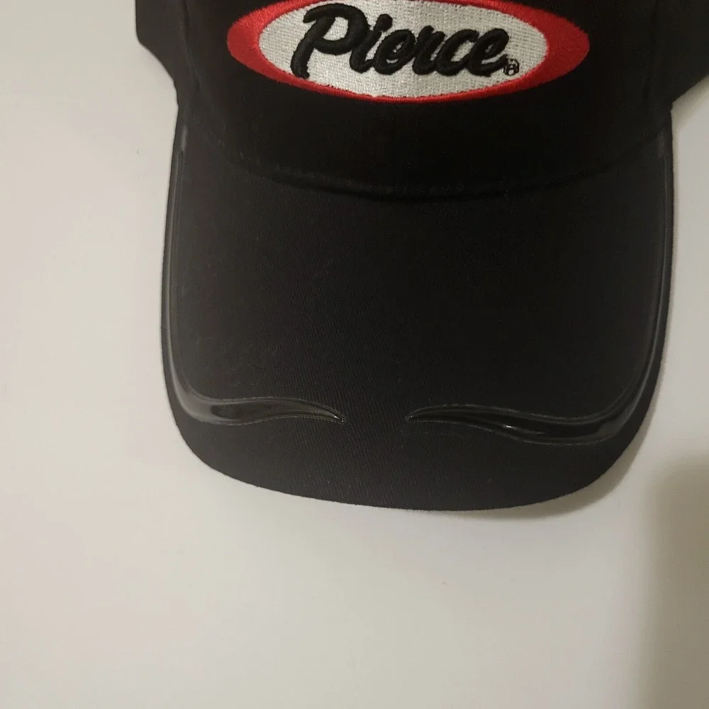 Pierce Black Trucker Cap With Red/White Logo Men's One‎ Size Fit Most